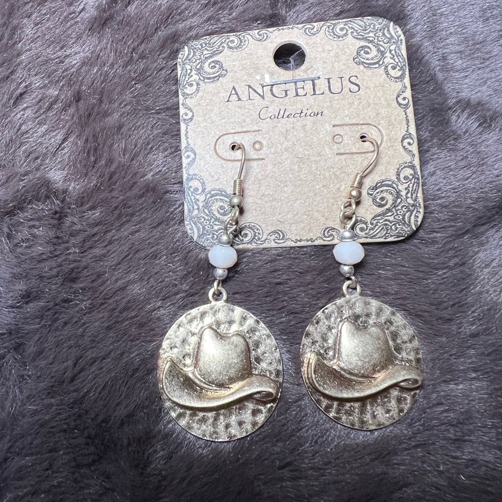 Angels Gold Cowboy Hat Earrings
